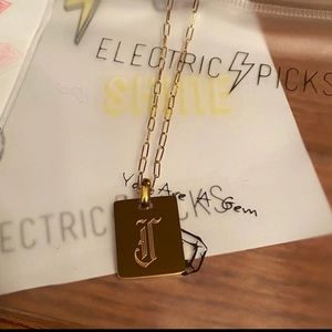 Electric Picks Initial Letter J Chain Necklace